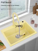 อ่างล้างจานครัวสีเหลืองอ่อน ทำจากหินควอตซ์ แบบช่องเดียว หนาพิเศษ สำหรับเครื่องล้างจาน ขนาดและจำนวนตามที่ระบุ 3