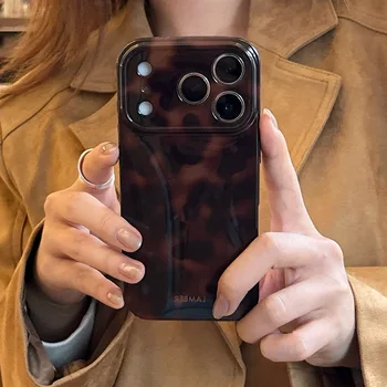 Amber Retro Leopard Print Phone Case For iPhone 17 16 15 14 13 12 11 Pro Max 15 Plus 17Air Shockproof Dustproof Soft Back Cover 1