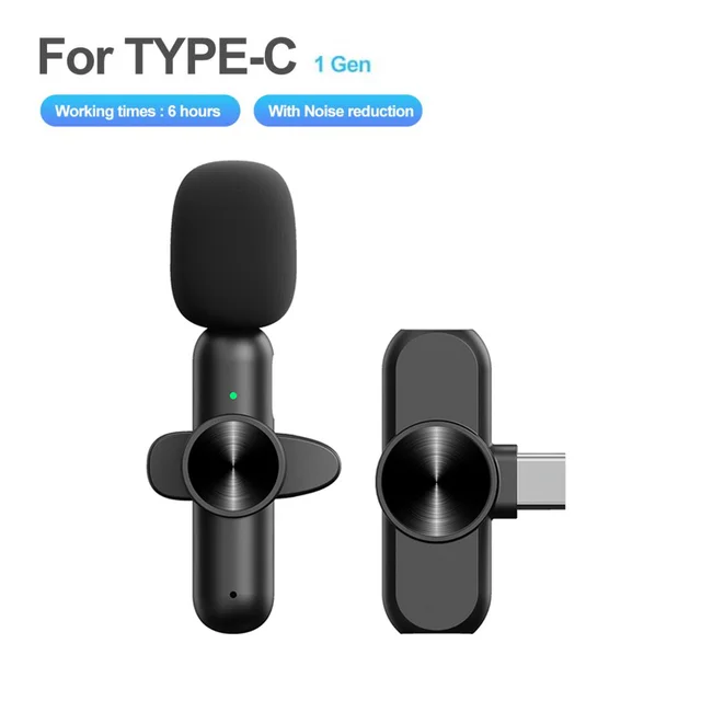 Wireless Lavalier Microphone Portable Audio Video Recording Mini Mic for iPhone Android Live Broadcast Gaming Phone Microfonoe 