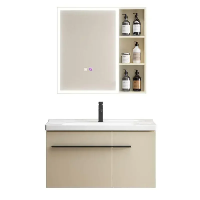 *Corner Vanity Bathroom With Sink Integrated Ceramic Washbasin Multipurpose Mirror Bathroom Cabinets Storage Organizer Furniture