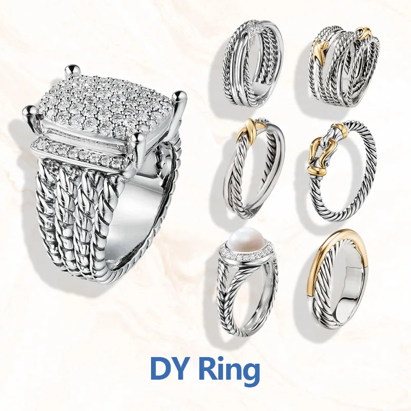 

DY Ring For Women 1:1 High Quality Station Cable Collection Vintage Ethnic Loop Hoop Pendant Punk Jewelry Band