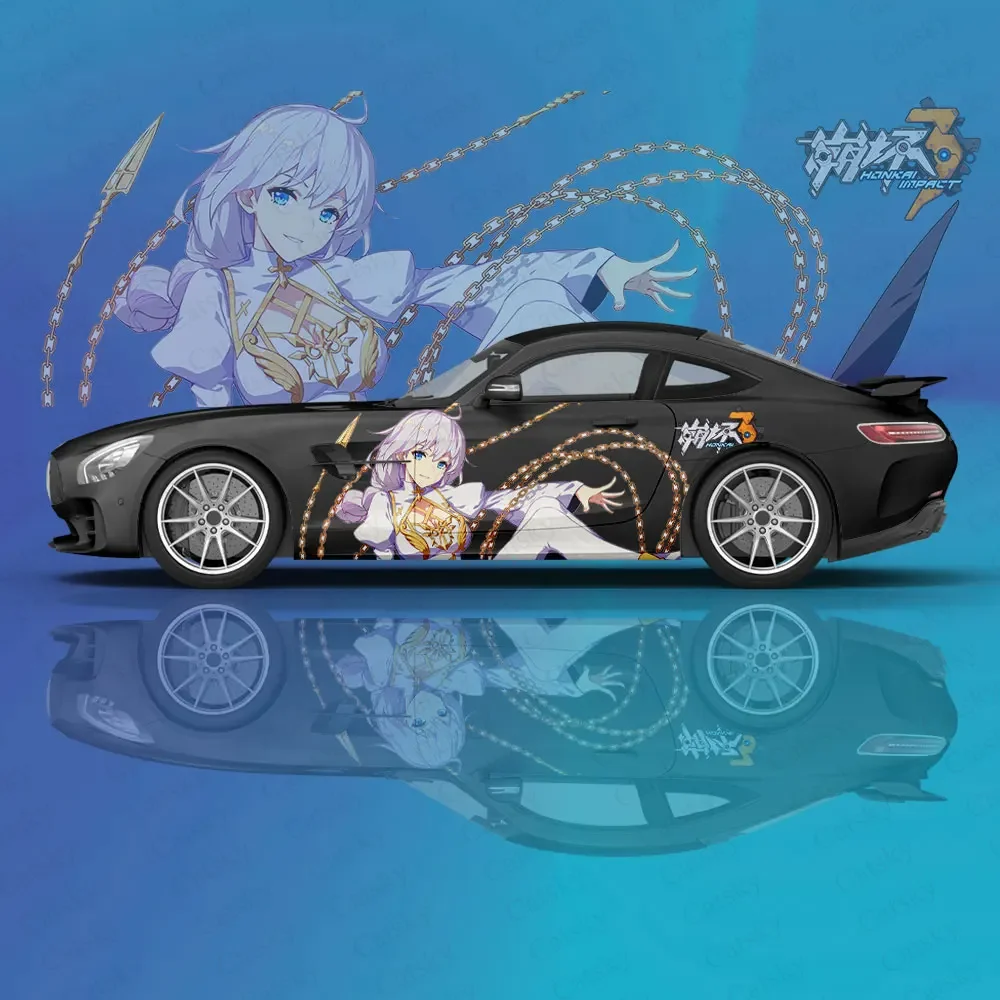 

Kallen Kaslana anime Honkai Car Stickers Custom Vinyl Side Graphics Modified Racing Accessories Wrap Car Decals Stickers