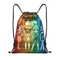 Custom Rainbow High Drawstring Backpack Sports Gym Bag for Men Women Cartoon Animation Shopping Sackpack 1