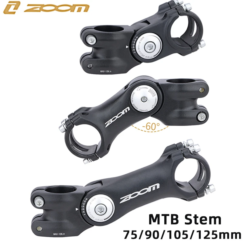 ZOOM potencia de 90 ° y 60 ° para manillar de bicicleta de montaña, potencia ajustable, 31,8 28,6 X, 75/105/90/110/125| | -