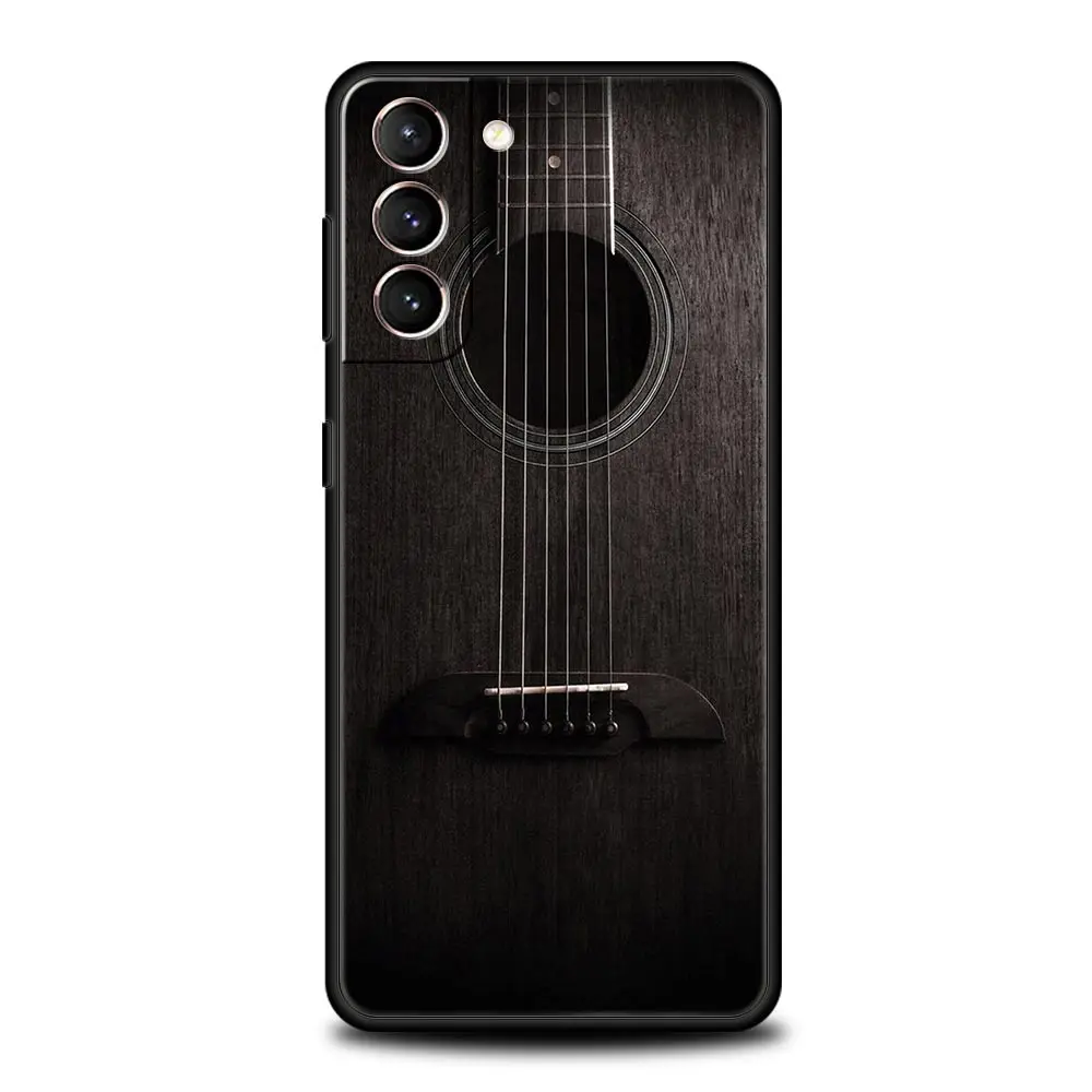 Black Music Instrument Design Phone Case - Guitar & Piano Theme