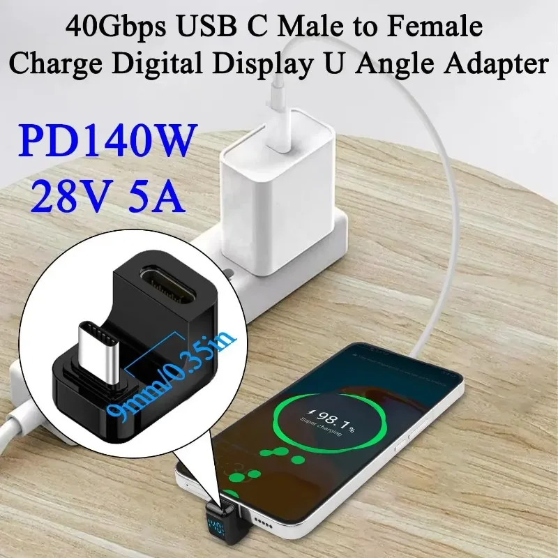 140W 40Gbps Fast Charging USB C Male To Type C Female Adapters USB4.0 U Shape 180&deg;Angle Converters High-speed Phone Connectors usb to type c adapter type c adapter charger power adapter charging adapter cable kit charging cable adapter