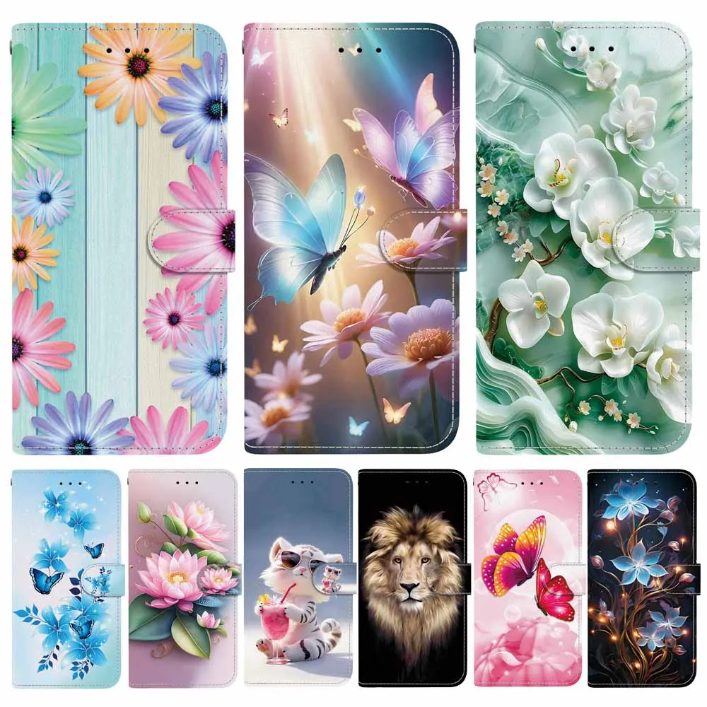 Luxury Leather Flip Phone Case with Beauty Back Cover