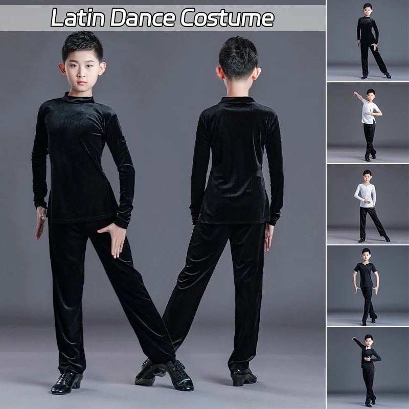 

Children Latin Dance Costumes Shirt Pants Suit Boys Ballroom Dance Tops Tango Latin Practice Competition Performance Costumes