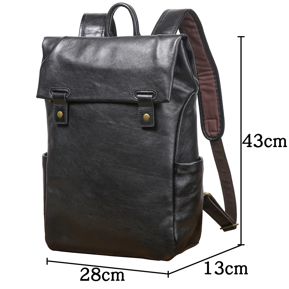 Stylish New Men's Genuine Leather Double Shoulder Backpack