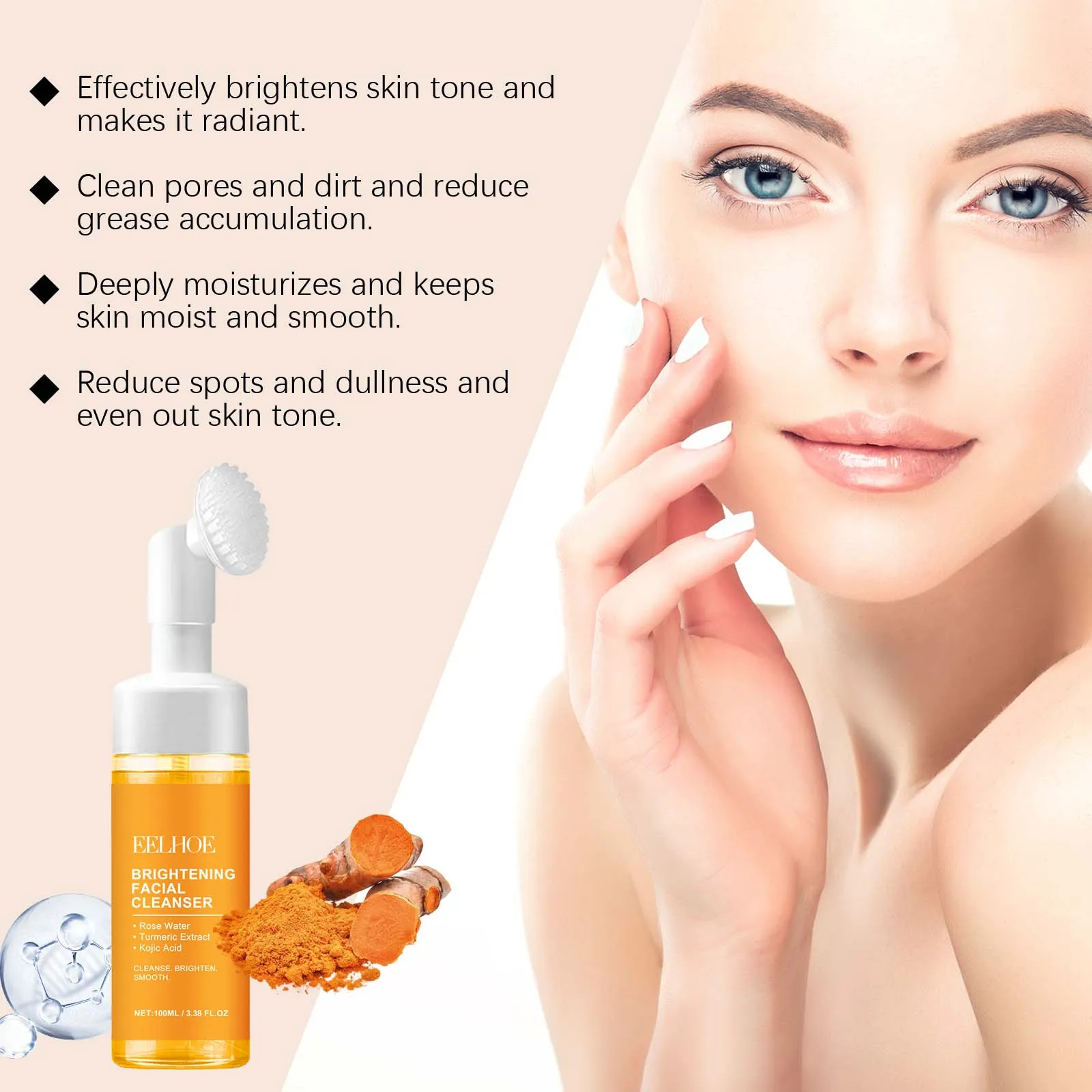 Turmeric Cleansing Milk Foam Facial Cleanser Cleanses Dirt And Grease Brightens Skin Hydrating And Moisturizes Face Care Product 6