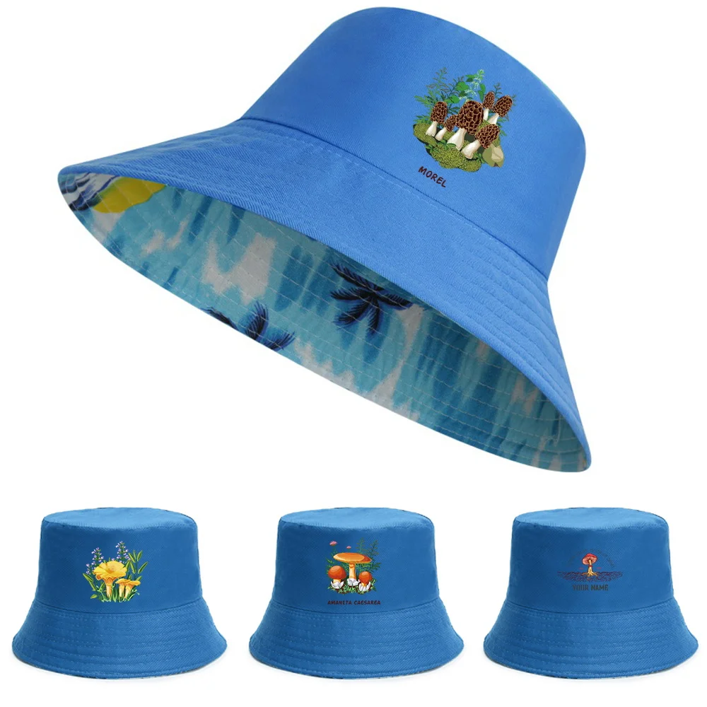 

New Outdoor Reversible Fisherman Caps Fashion Mushroom Series Cotton Bucket Hats Men Women Beach Fishing Hat Girl Boy Panama Hat