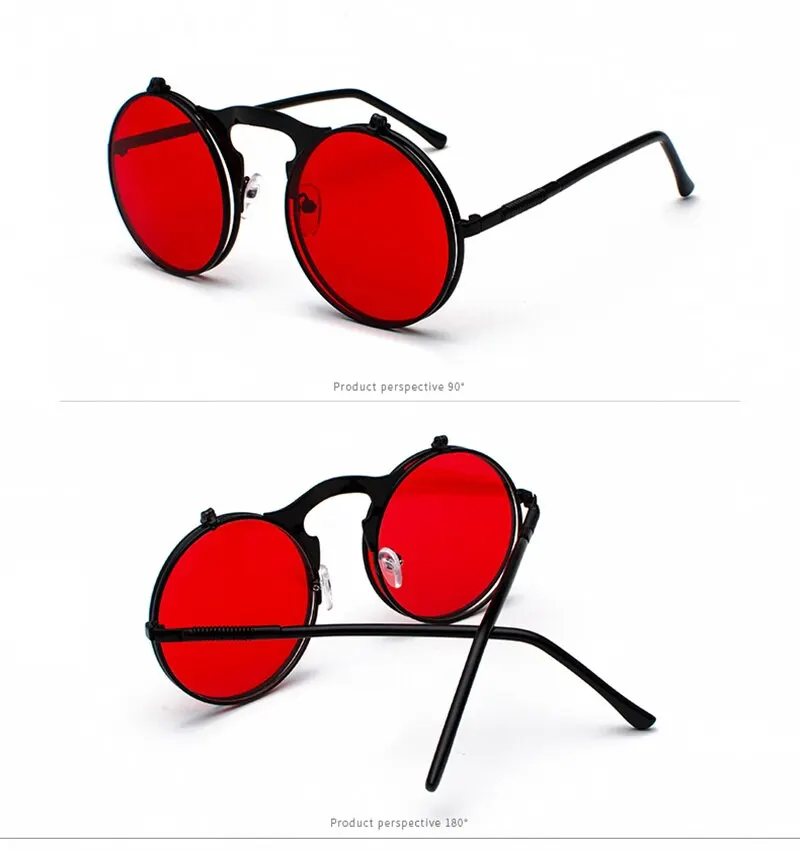 Occhiali da sole polarizzati vintage da uomo e da donna Protezione UV Occhiali da sole in metallo rotondi Steampunk retrò alla moda antiriflesso_voghion.com
