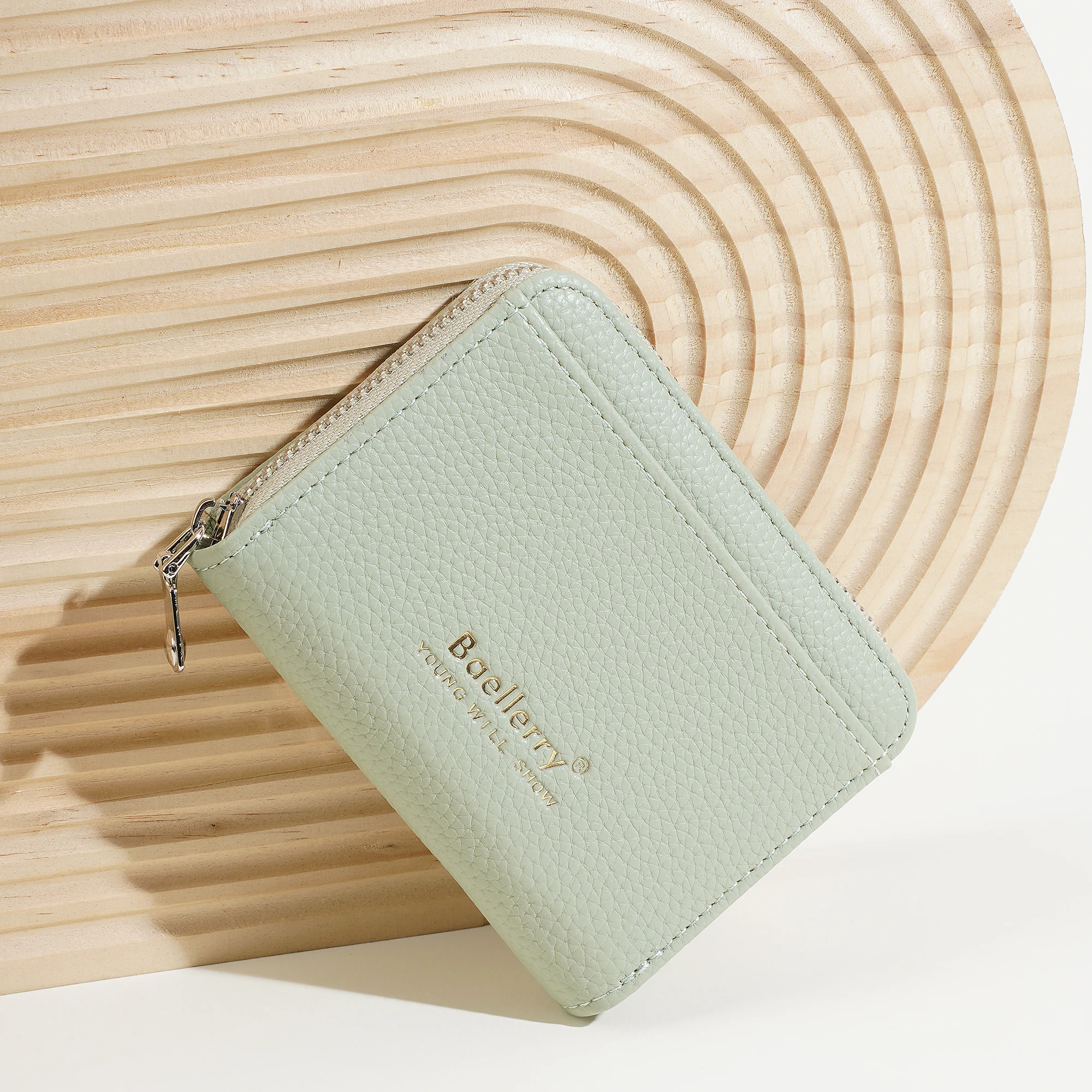 [Super Stauraum] Baellerry Ultraflacher Kurzer Kartenhalter für Damen, Litschi-Muster Akkordeon-Kartenhalter, Kompakte Tragbare Reißverschluss-Geldbörse, Multifunktionale Aufbewahrungsbörse – Detail 18