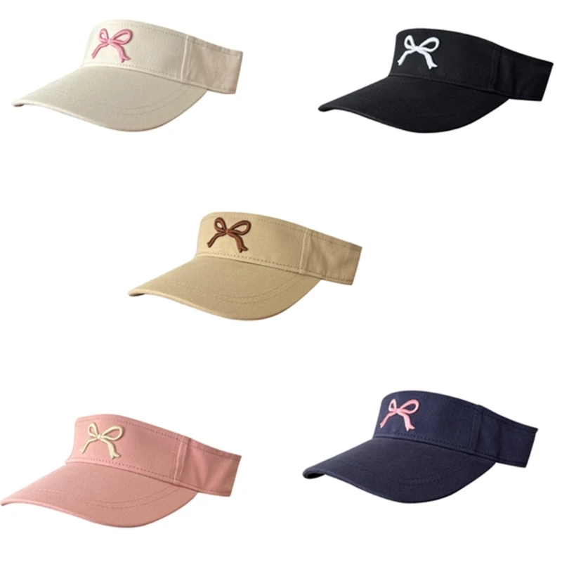 

Модная бейсбольная шляпа с вышивкой и бантиками для девочек, мягкая шляпа с длинными полями, спортивная солнцезащитная шляпа с