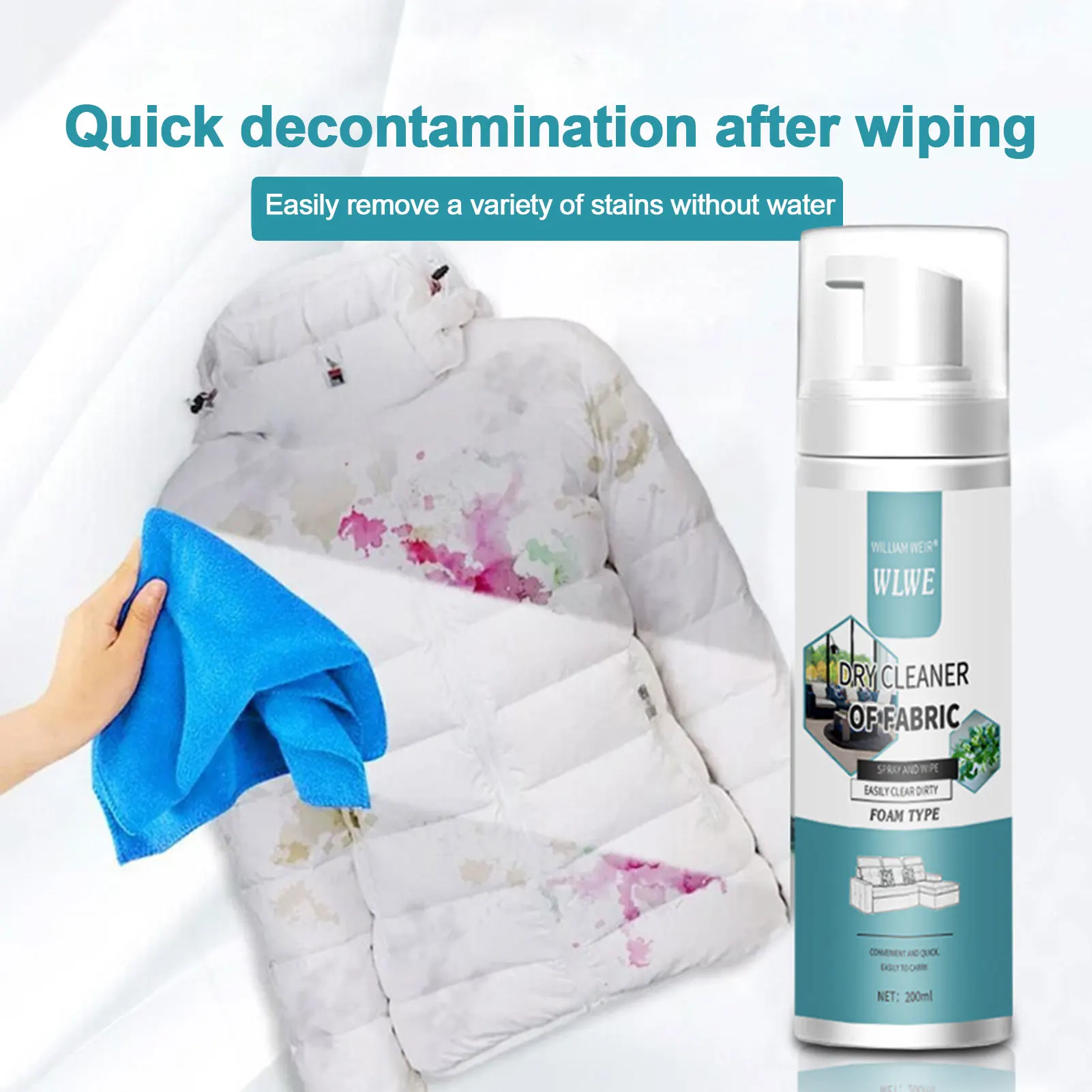 Couch Fabric Cleaner Upholstery Cleaner Car Seat Carpet MultiPurpose Foam Powerful Decontaminate Quick Dry Sofa Curtain