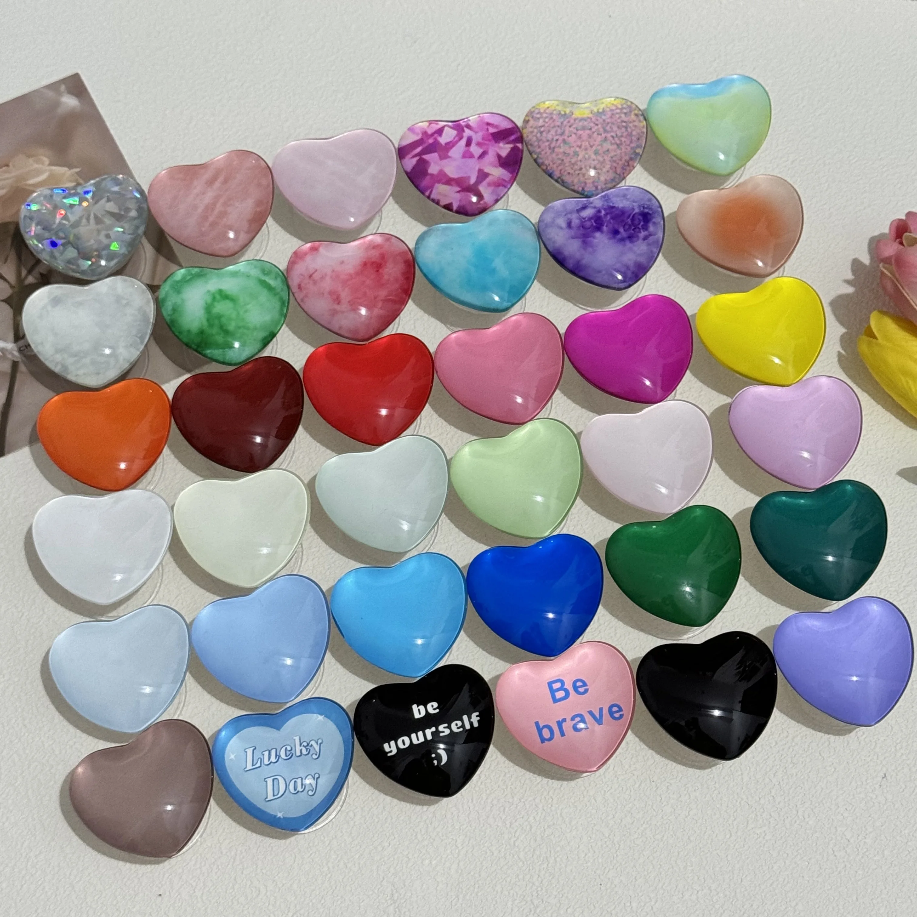 Love Heart Design Foldable Adhesive Phone Stand