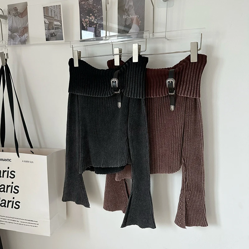 S606b229b4625425c8aa849d39fc96ddfY Fashion Simple Classical Knitted Sweater Slash Neck Off Shoulder Long Sleeve Pullovers Flare Sleeve Autumn Winter Y2K Streetwear Mallzona