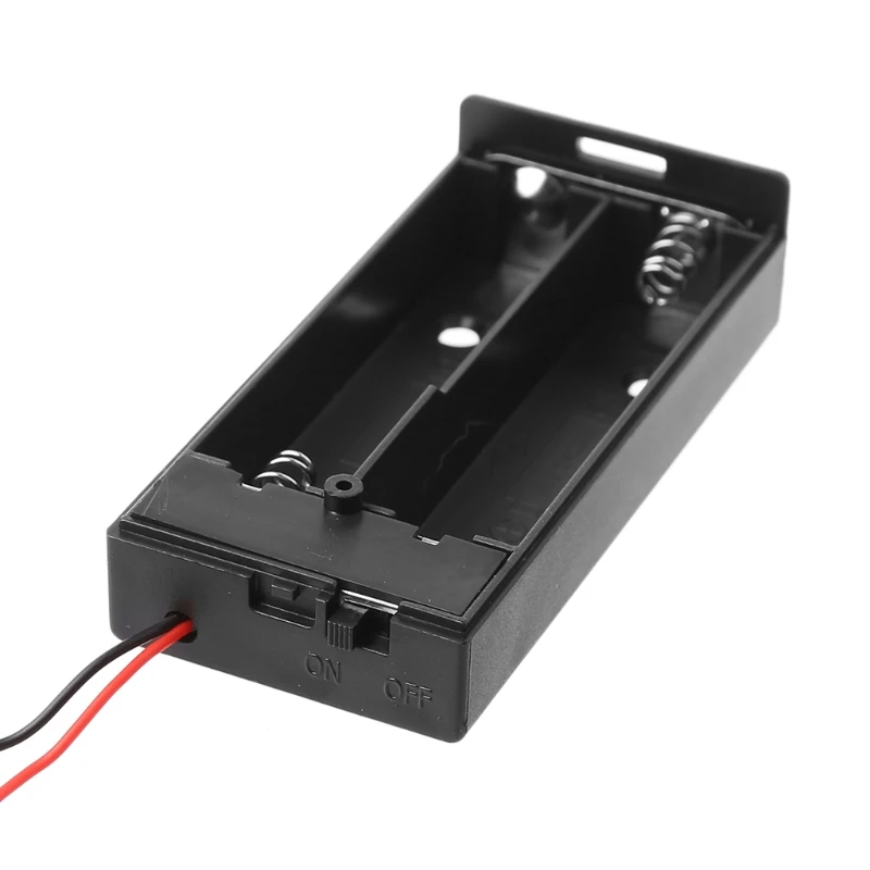 18650 Battery 3.7V Lithium Storage Box for Case 2 Slot Way Batteries Clip Holder Container With Wire Lead Pin ON/OFF Swi