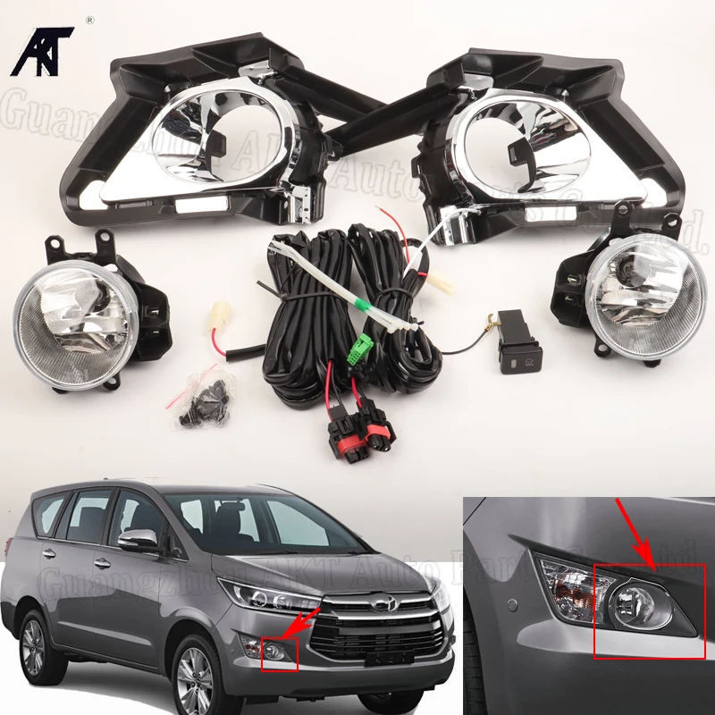 

Fog Light for Toyota KIJANG INNOVA/CRYSTA 2016-2018 Car Front Bumper Light Chrome Fog Lamp Cover Grill Bezel