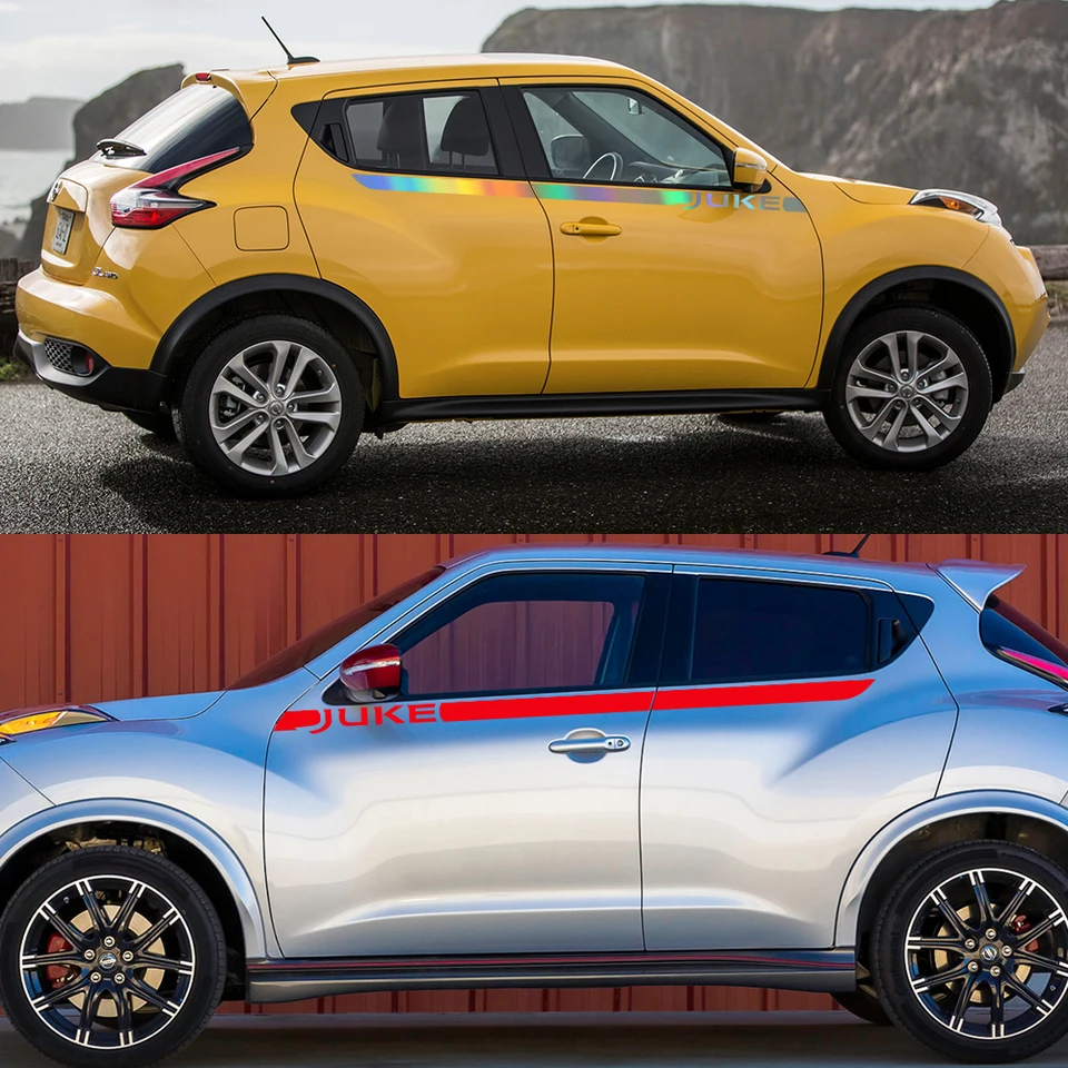 ERREINGE Sticker compatibile per NISSAN JUKE DOWN OUT DUB JDM TUNING ORO Adesivo prespaziato in PVC per Auto Lunotto Finestrino - cm 15