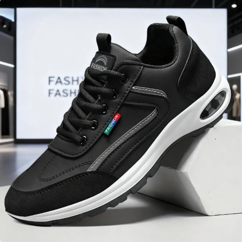 Fashion Sneakers for Men Non Slip Shoes Suede Detailing Outdoor Versatile Lace Up Platform Shoes Spring and Autumn Sports Shoes