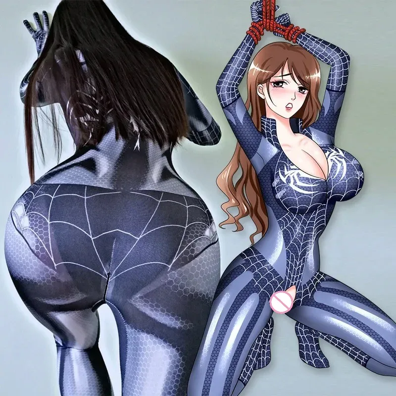 Sexy Spider Woman Cosplay Zentai Suit Open Crotch Bodysuit Superhero Costume Halloween Party Fancy Dress Jumpsuit women cosplay costume