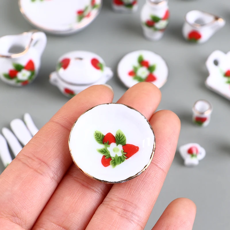 1 Set 1:12 Miniature Doll House Flower Patten Porcelain Coffee Tea Cups Ceramic Tableware Dollhouse Kitchen Accessories