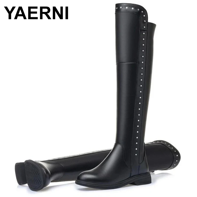 Taglia 35-43 Nuovi Stivali Invernali In Vera Pelle Con Cerniera Stivali Da Neve In Lana Naturale Calda Moda Sopra Gli Stivali Al Ginocchio Botas Lungh