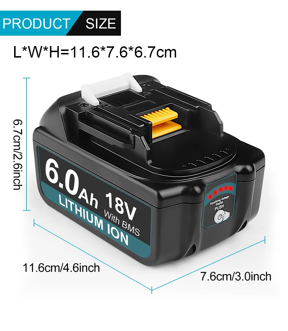 2PCS Camason 6Ah Batterie Für MAKITA 18V Power Werkzeuge Ersatz Zubehör BL1860 18 v Li-Ion akkus Pack. – Detail 11