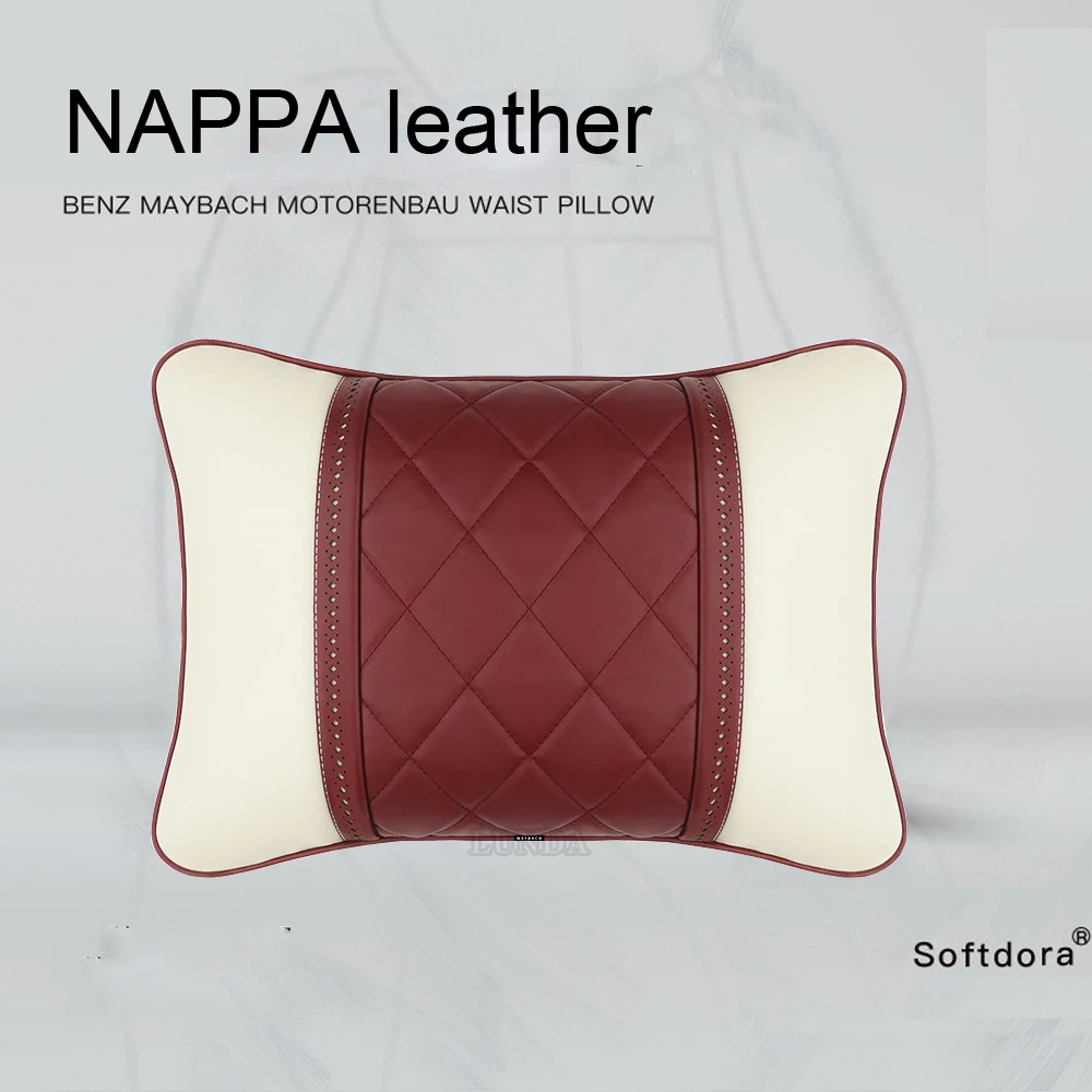 

Car Lumbar Support Pillow Leather Cushion Headrest Pearl Cotton For Mercedes benz Maybach S-Class Soft Neck Pillow Car Styling