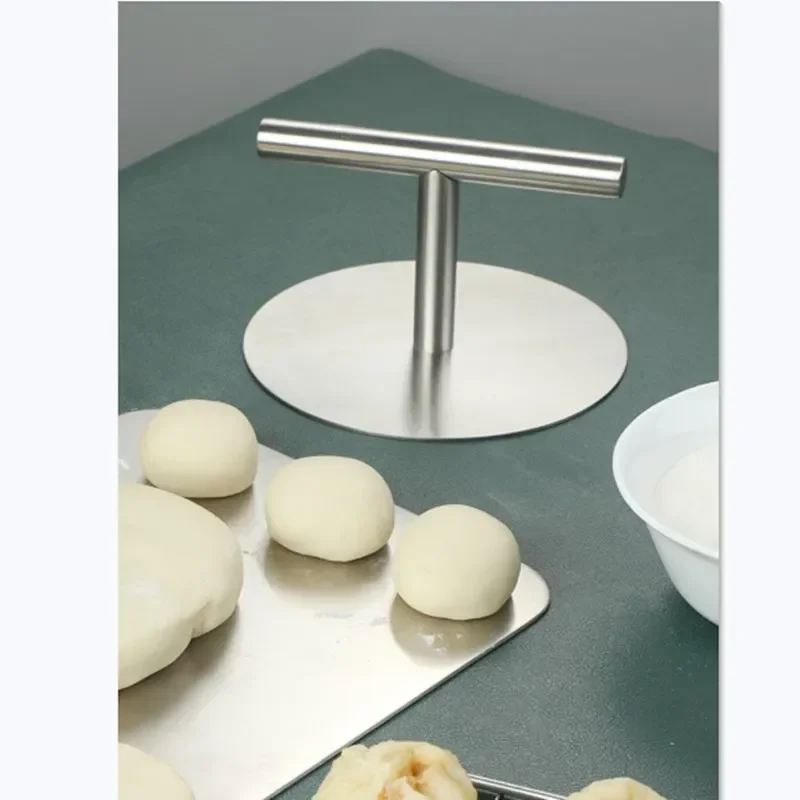 304/201 Kitchen Tool Stainless Steel Round Tortilla Press with Handle for Household Hand Pressure Pie Crust Cookie Pastry