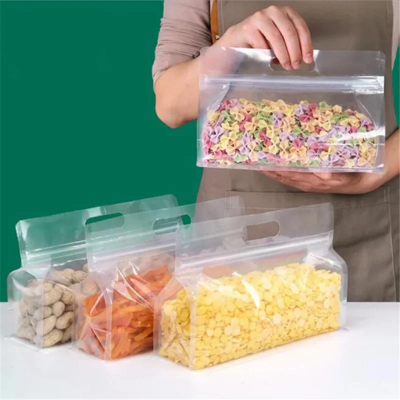 Bolsa de conservación de alimentos a prueba de fugas, contenedor de almacenamiento de alimentos, bolsa de sellado Vertical reutilizable, a prueba de humedad y fugas