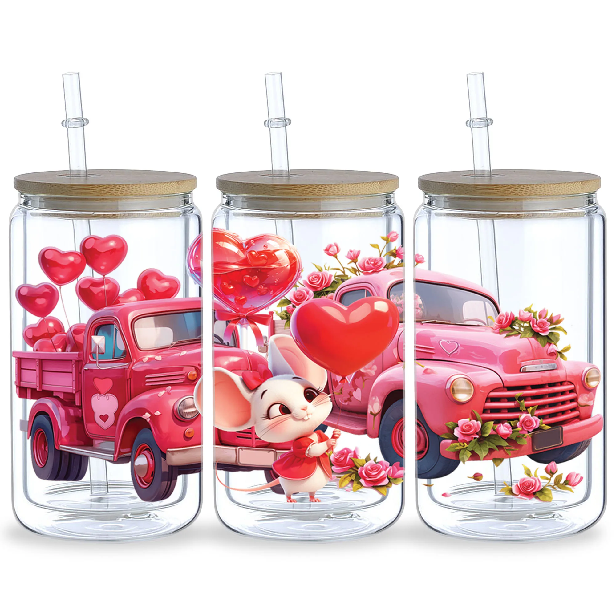 5 Sheets Valentine's Day Candy UV DTF Cup Stickers Waterproof Delicious Candy Wipeable Transfer Paper for 16 Ounces Glass Cups