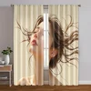 2pcs, Curtains&Window Treatment 2D print Beautiful Girl Versatile Durable Polyester (without rod) Versatile All Ldeal for 1