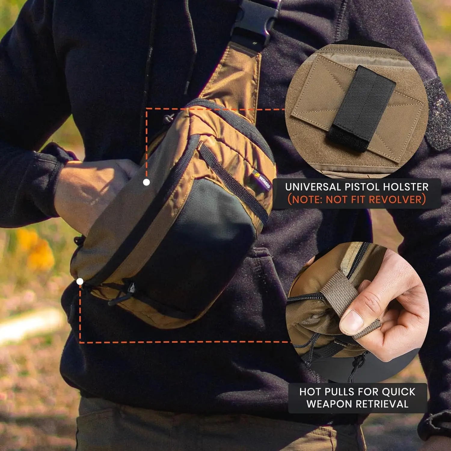 Fanny Bag VOTAGOO Tactical CCW Concealed Carry Waist Belt Handgun Pouch Cordura 420D nylon
