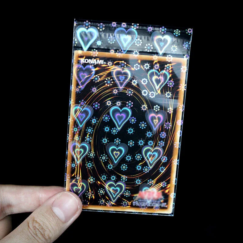 Heart shaped foil laser card sleeves 100pcs transparent tarot game storage bag YGO board protector trading cards shield cover