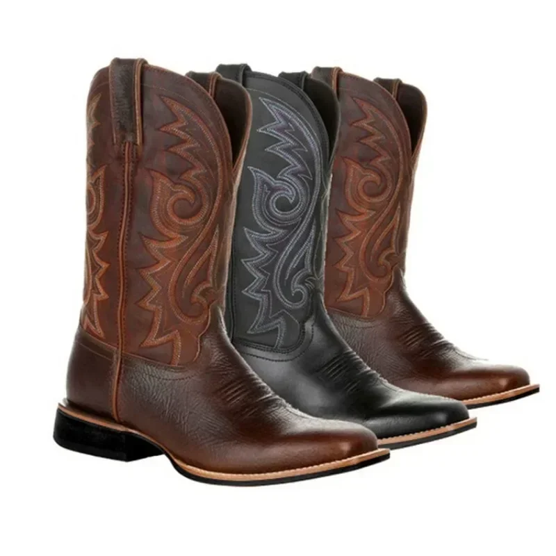 Men's Mid-Calf Western Motorcycle Boots 6