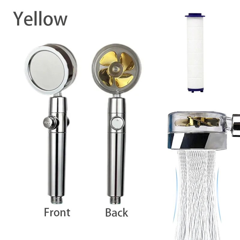 High Pressure Rotating Turbo Fan Water-Saving Adjustable Showerhead with Filters
