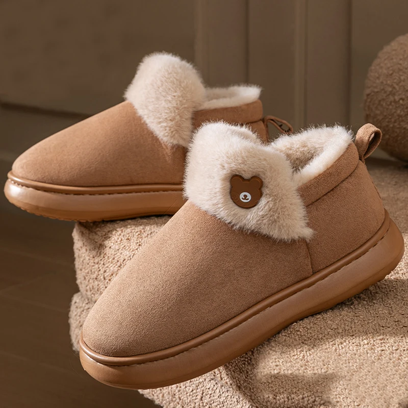 Lightweight Warm Cotton Slippers Women 2025 Winter Slip On Thicken Fluffy Slippers Woman Indoor Soft Non Slip Snow Boots Female