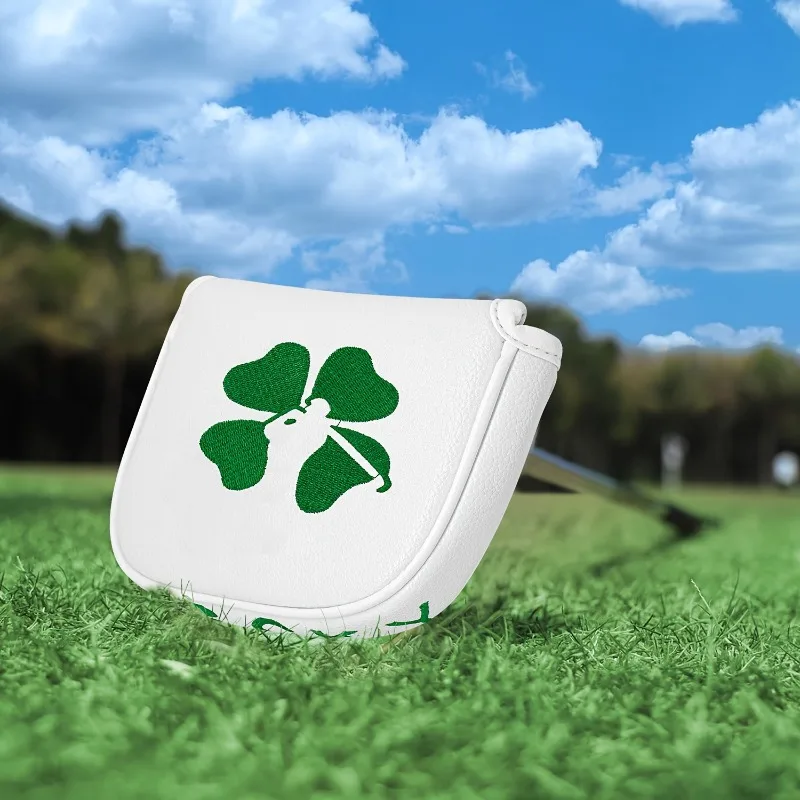 Clover Golf Putter Cover - Durable, Dustproof, Scratch-Resistant in White/Black
