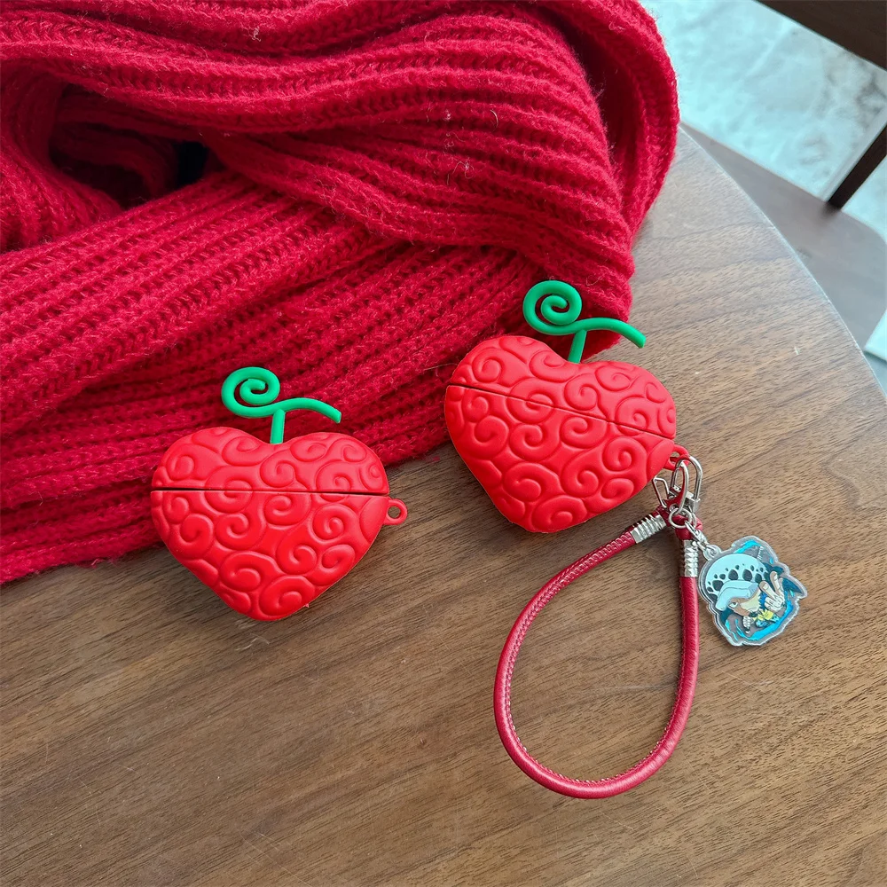Charming 3D Heart Silicone Shockproof Earphone Case Cover with Charm