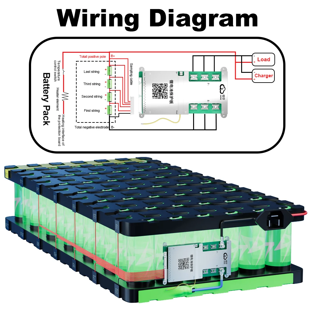 JIKONG B2A24S30P-HC Smart BMS 8S-24S mit BT RS485 Heat CAN 20V-100V 300A Active Balance BMS für Li-Ion Lifepo4 Lto Akku – Detail 9