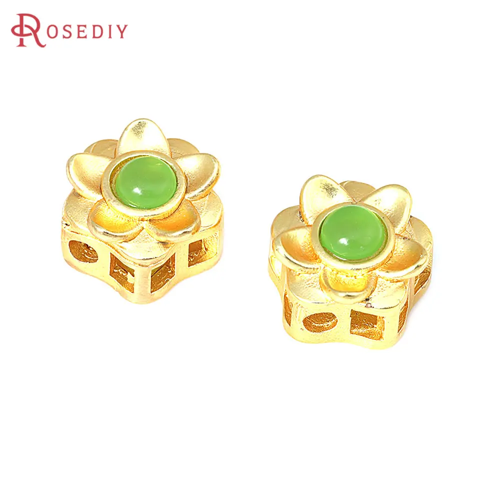 5PCS 매트 골드 컬러 황동 꽃 빈티지 스타일 네팔 비즈 팔찌 스페이서 비즈 쥬얼리 만들기 용품 Diy 액세서리