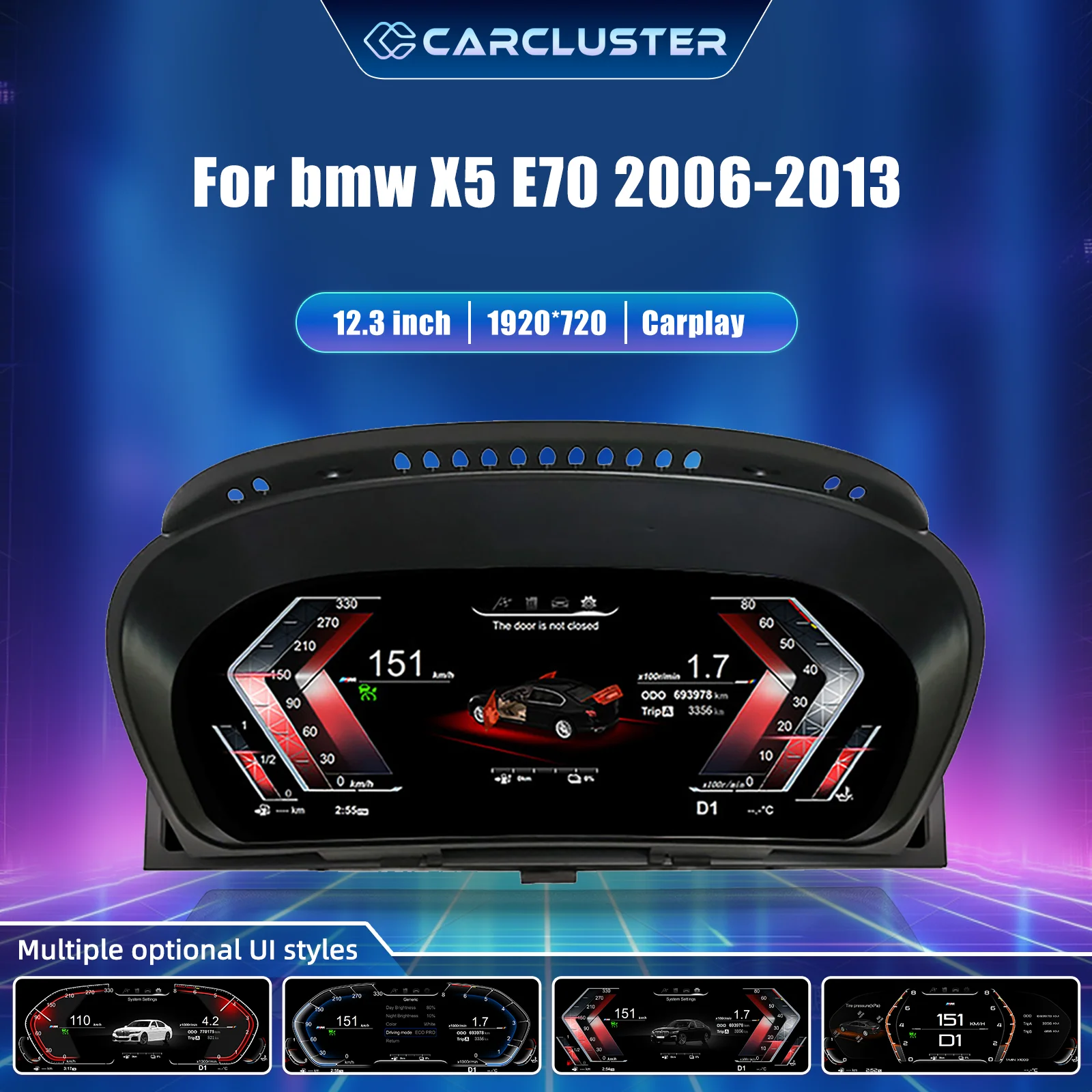 Panel de instrumentos digital para BMW X5 X6 E70 E71 años 2006-2013, cabina virtual, velocímetro. 1