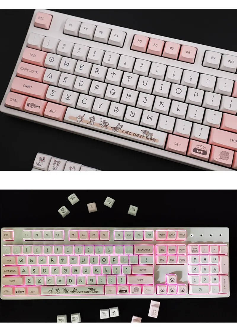 Perfil PBT DYE-Sublimação Teclado Mecânico Keycap Para 64 68 87 104 108