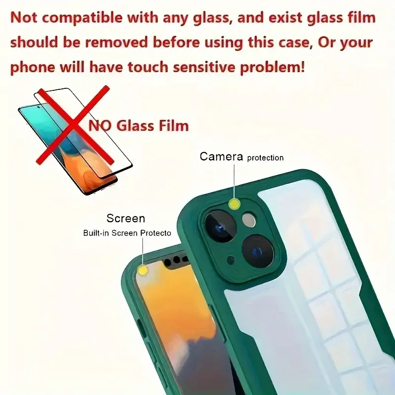 360° Full Body Screen Protector Case For iPhone 16 15 14 13 12 11 X XR XS 7 8 Plus SE 2 PC+TPU Hybrids Shockproof Cover Fundas_voghion.com