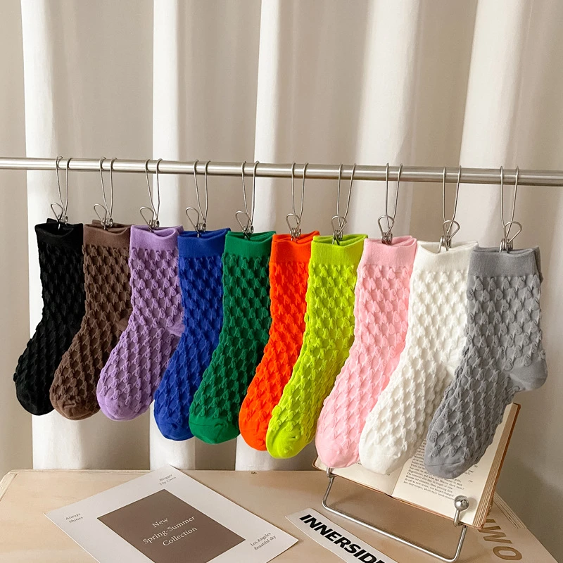 Bubble Socks Three Dimensional Relief Women S Socks Korea Ins Tide Candy Color Cotton Socks Pile Pile Socks Woman Clothes Kawaii Aliexpress