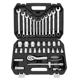 Jeu de douilles pour réparation automobile, clé à cliquet, boîtier multifonctionnel, boîte à outils combinée de 37 pièces 
