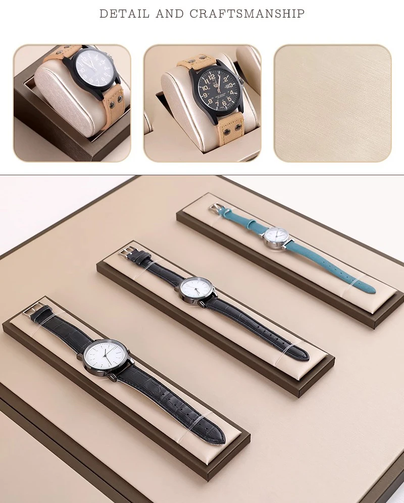 Luxury Brown Leatherette Watch Display Stand Holder – Retail Store Counter and Window O... - SKU LWDS1707 - UGI Packaging