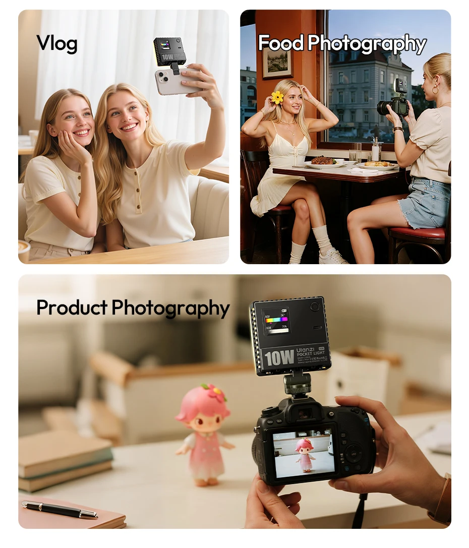 Pocket Power 10W RGB Video Light Fill Light for Smartphone Camera Laptop Tripod